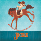 Cowboy met paard blauw